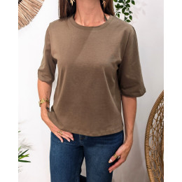 T-shirt femme court uni kaki Hannah