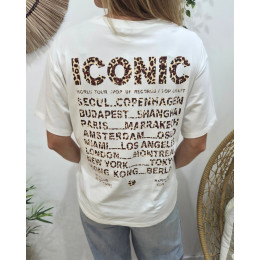 T-shirt femme blanc iconic léopard