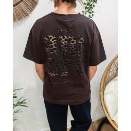 T-shirt femme marron léopard mia amore per favore
