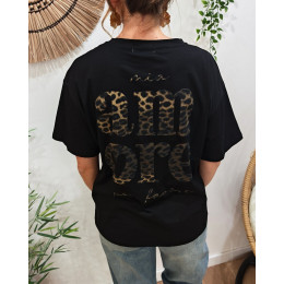 T-shirt femme noir léopard mia amore per favore