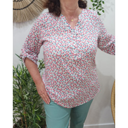 Tunique femme petites fleurs roses Josette