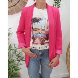 Veste blazer unie fuchsia