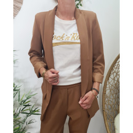 Veste femme blazer unie camel