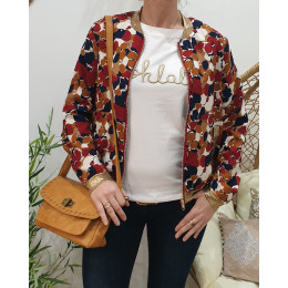 Bombers grosses fleurs bordeaux marines camel