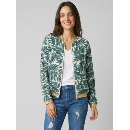 Bombers femme écru feuillage vert