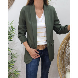 Blazer manches plissées kaki