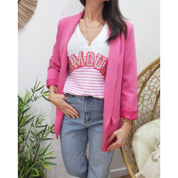 Veste blazer femme unie rose candy