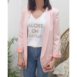 Veste blazer femme unie rose poudré