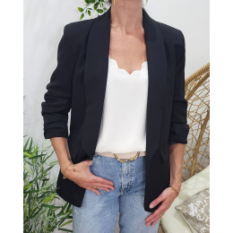 Blazer femme manches plissées noir