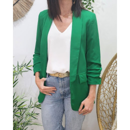 Blazer femme manches plissées vert gazon