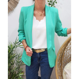 Blazer femme manches plissées vert d'eau