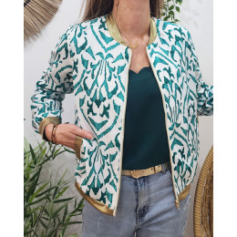 Bombers femme vert et écru Augusta