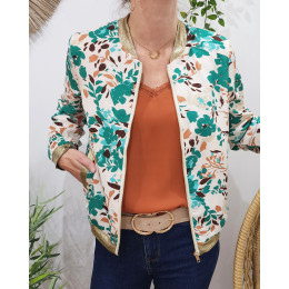 Bombers femme vert écru et marron Joelle