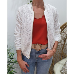 Bombers femme écru dentelle floral