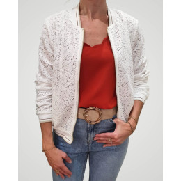 Bombers femme écru dentelle floral