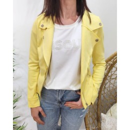 Perfecto femme fin suédine jaune