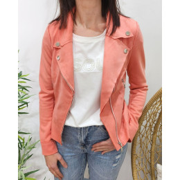 Perfecto femme fin suédine rose saumon