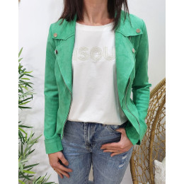 Perfecto femme fin suédine vert