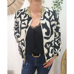 Bombers femme écru et noir Lison