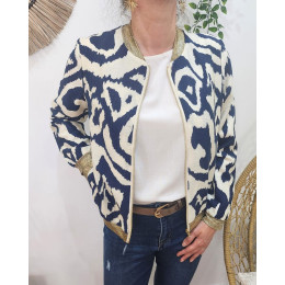 Bombers femme écru et bleu marine Lison