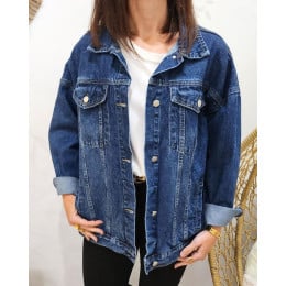 Veste femme oversize en jean foncé