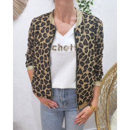 Bombers femme léopard camel