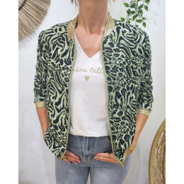 Bombers femme léopard zébré kaki et noir