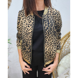 Bombers femme léopard camel et noir Tyana