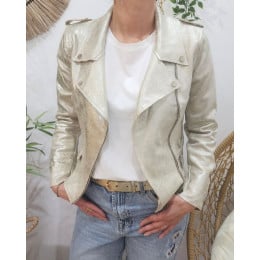 Perfecto femme fin suédine doré
