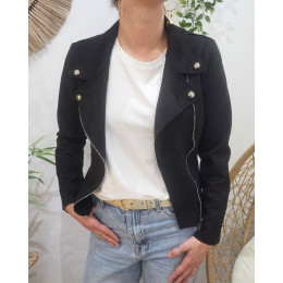 Perfecto femme fin suédine noir