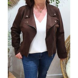 Perfecto femme fin suédine marron chocolat