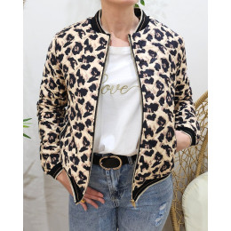 Bombers épais femme beige motif léopard