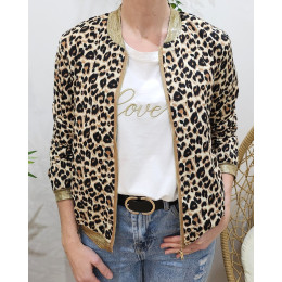 Bombers femme beige léopard camel et noir
