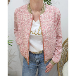 Bombers femme rose fleurs écrues Anya