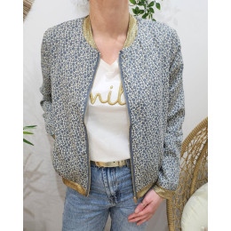 Bombers femme écru fleurs bleues Anya