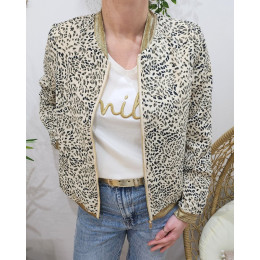 Bombers femme écru motifs gris noirs Opaline
