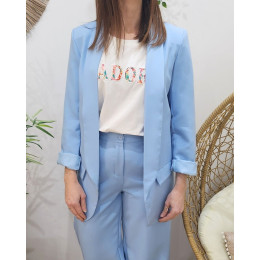 Veste blazer femme unie bleu ciel