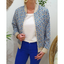 Bombers femme fleuri bleu Sybille