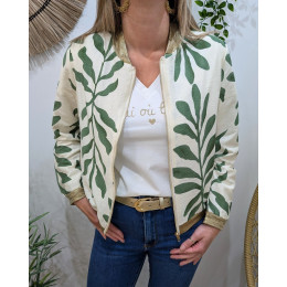 Bombers femme écru et vert Ismérie