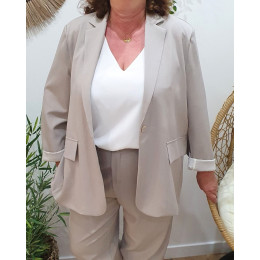 Veste tailleur femme grande taille beige taupe