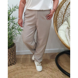 Pantalon tailleur femme grande taille beige taupe