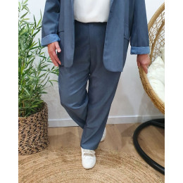 Pantalon tailleur femme grande taille bleu jean