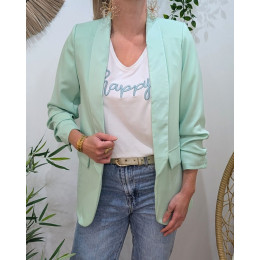 Blazer femme manches plissées vert amande
