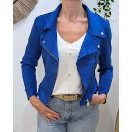 Perfecto femme fin suédine bleu roi