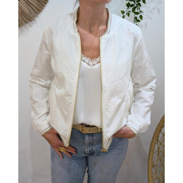 Bombers femme écru fleurs brodées Ashana