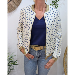 Bombers femme écru et bleu marine Nahélys