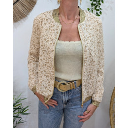 Bombers femme beige fleurs camel Hilaé