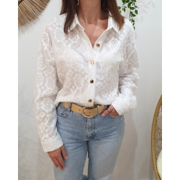Veste femme fine courte écrue dentelle