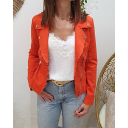 Perfecto femme fin suédine orange