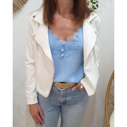 Perfecto femme suédine blanc Liviah